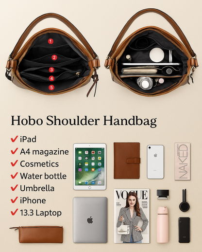 Culture®  | Leather Hobo Handbag + FREE Pouch Wallet