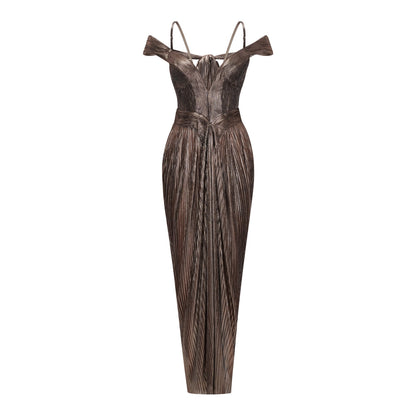 Culture® |  Bronze Goddess Satin Maxi Dress