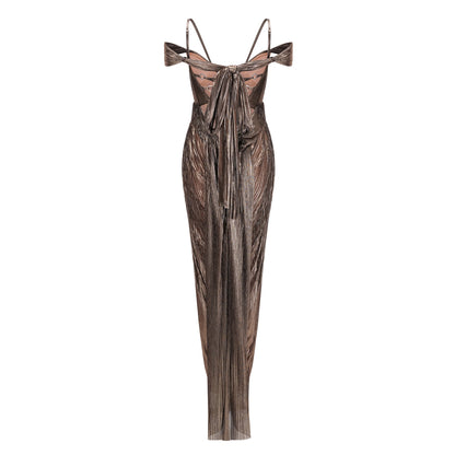 Culture® |  Bronze Goddess Satin Maxi Dress