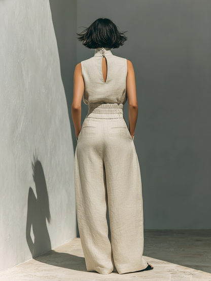 Culture® | Cotton and Linen Tank Top & Wide-Leg Pants Set
