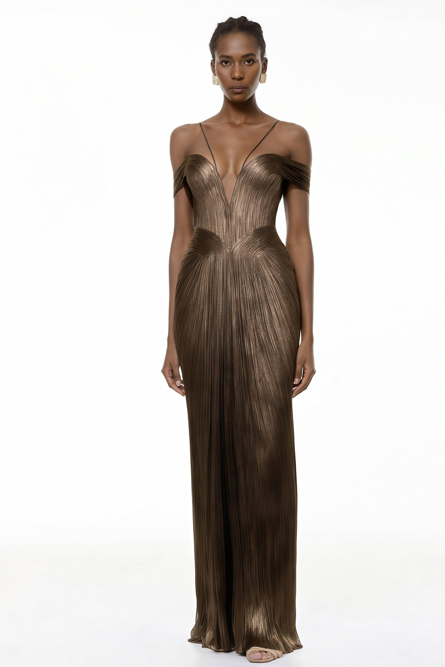 Culture® |  Bronze Goddess Satin Maxi Dress