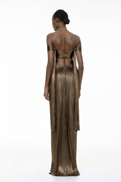 Culture® |  Bronze Goddess Satin Maxi Dress