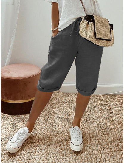 Cotton Linen Cropped Pants