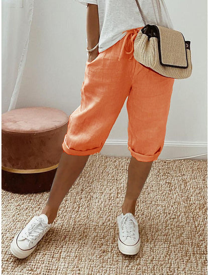 Cotton Linen Cropped Pants