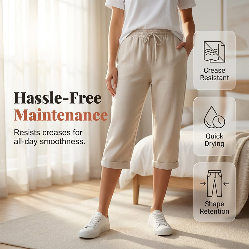 Cotton Linen Cropped Pants