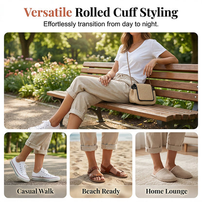 Cotton Linen Cropped Pants