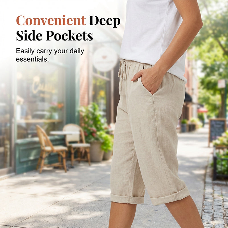 Cotton Linen Cropped Pants