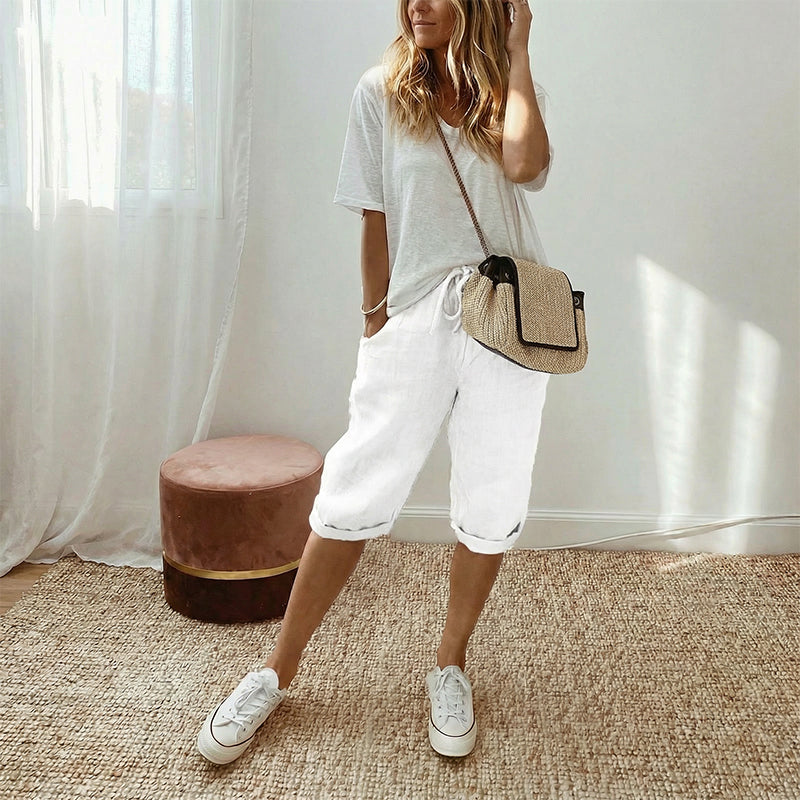 Cotton Linen Cropped Pants